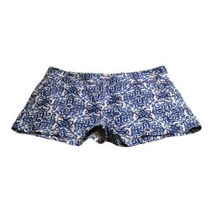 Milly Design Nation Shorts Blue White Tile Print  Mid Rise Chino Sz 6